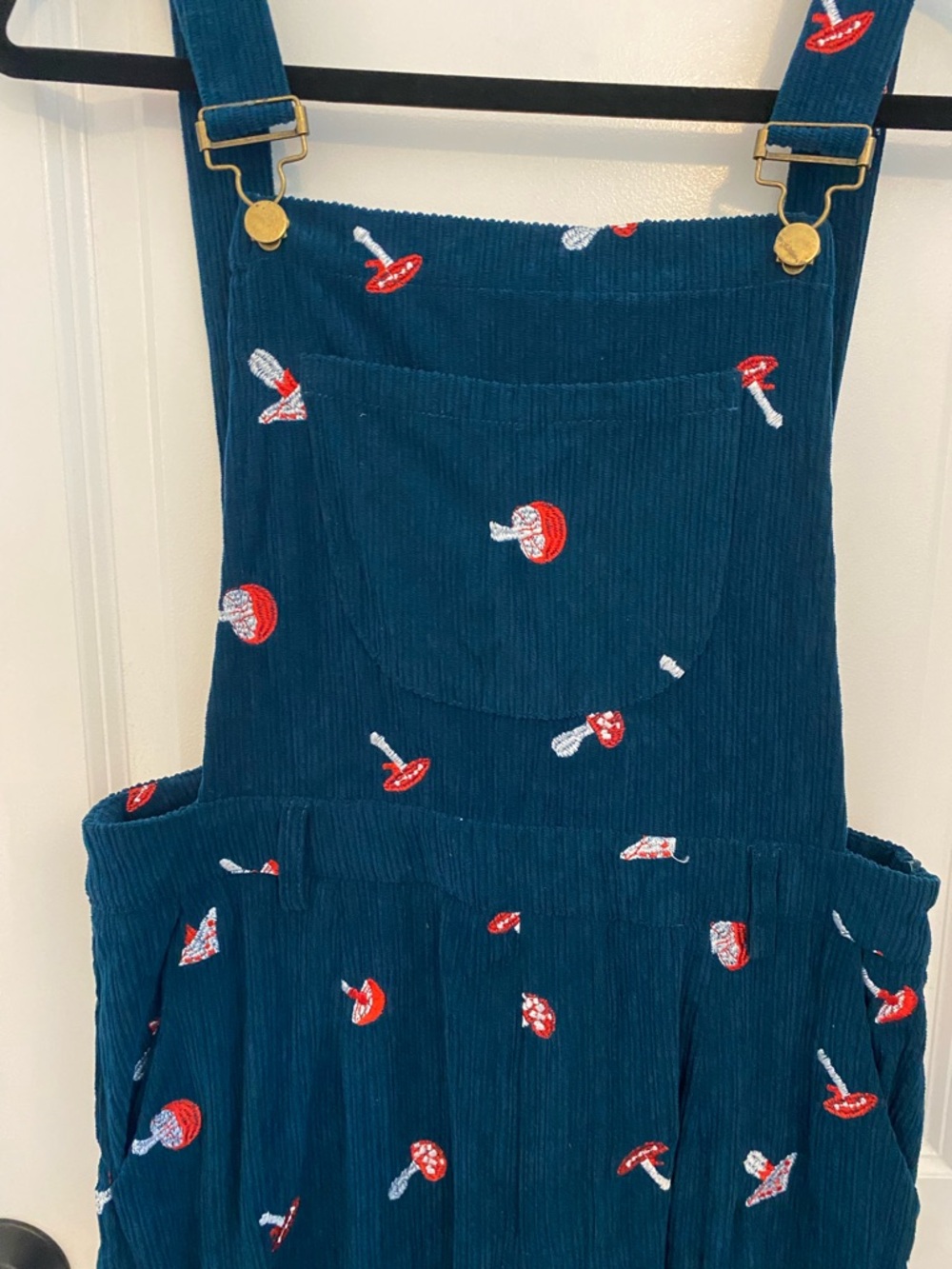 Cider Mushroom Embroidered Corduroy Wide Leg Overalls - Picture 4 of 9